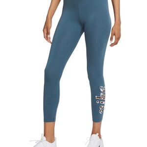 Nike Teal Leggings with Multicolor Logo